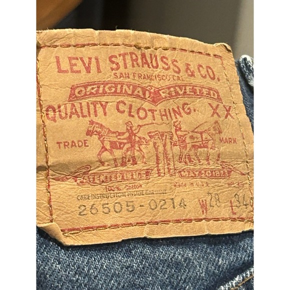 Vintage Levi's 505XX Women's Sz 11 (28x34) 26505-0214 Blue Denim Jeans Dark Wash - Picture 6 of 6